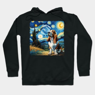 Starry Basset Hound Dog Portrait - Pet Portrait Hoodie